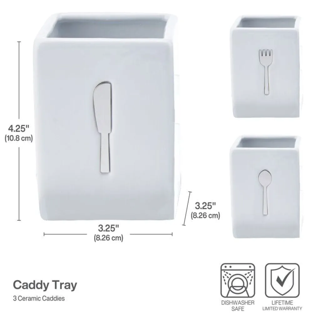 Towle® Living 3 Piece Flatware Caddy with Wood Tray- Flatware Caddies