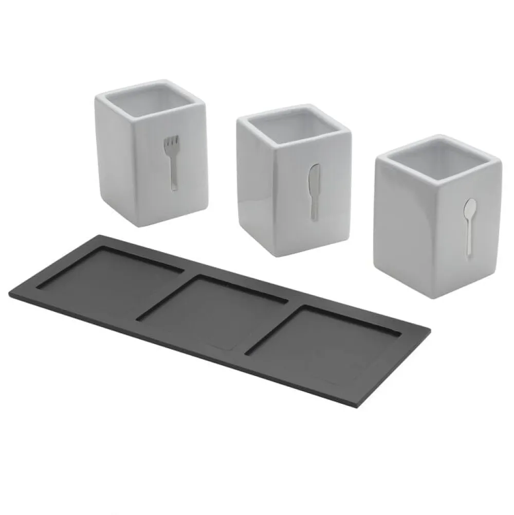 Towle® Living 3 Piece Flatware Caddy with Wood Tray- Flatware Caddies