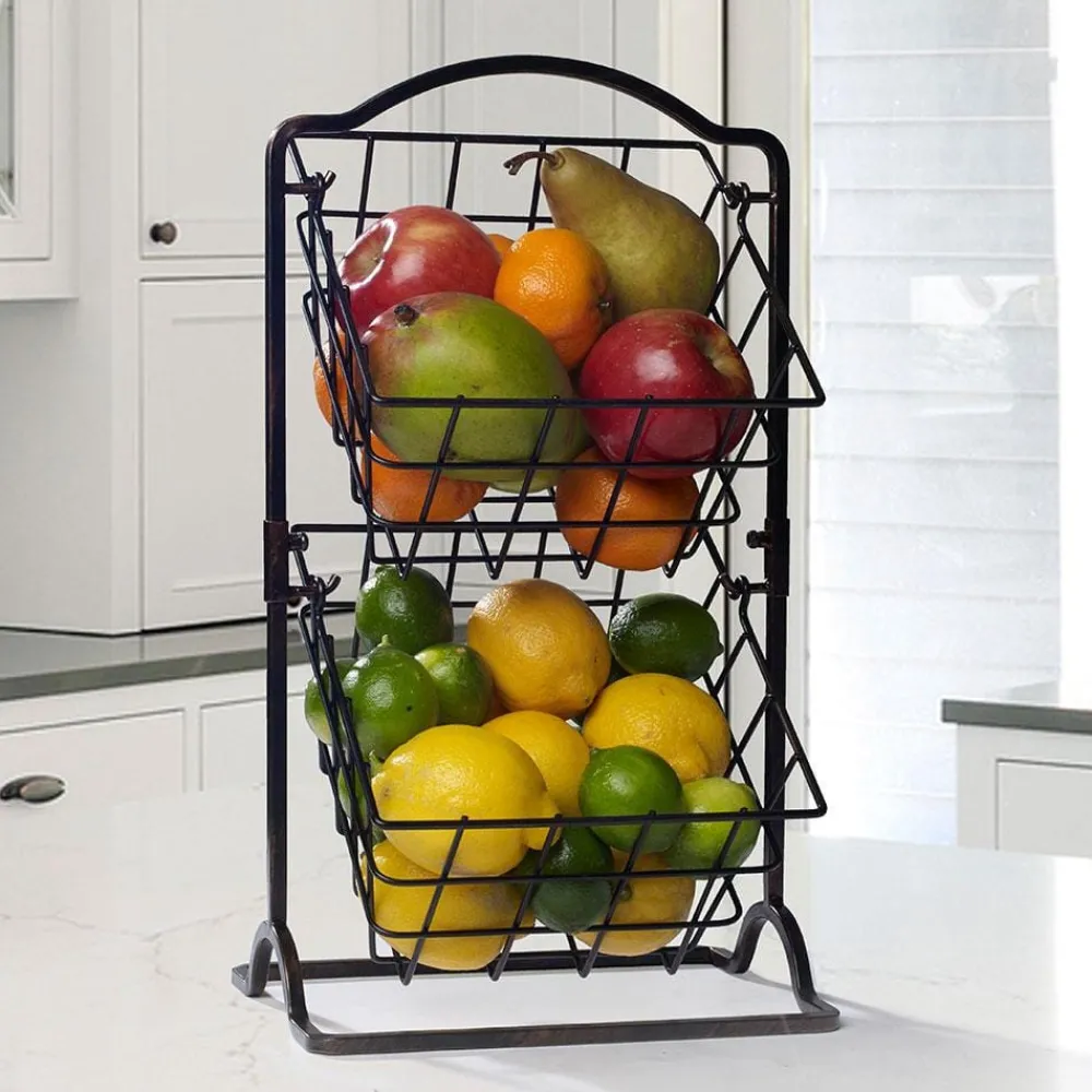 Gourmet Basics® 2 Tier Hanging Storage Baskets- Fruit And Storage Baskets