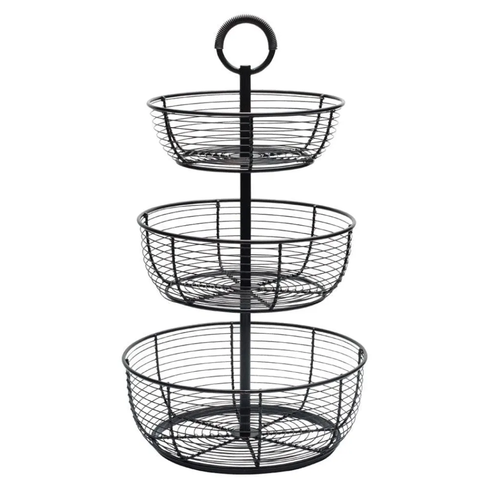 Gourmet Basics® 3 Tier Round Wrap Basket- Fruit And Storage Baskets