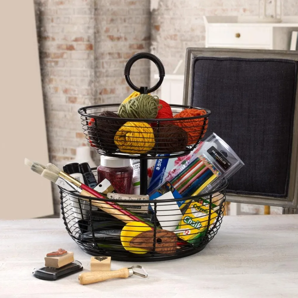 Gourmet Basics® 3 Tier Round Wrap Basket- Fruit And Storage Baskets