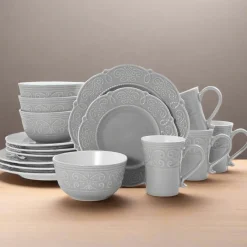 Pfaltzgraff® Abby Gray 16 Piece Dinnerware Set, Service for 4- Dinnerware Service For 4