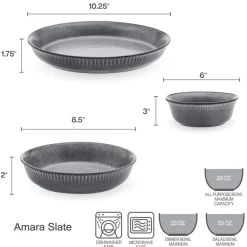 Pfaltzgraff® Amara Slate 6 Piece Dinnerware Bowl Set, Service for 2- Soup Cereal Bowls