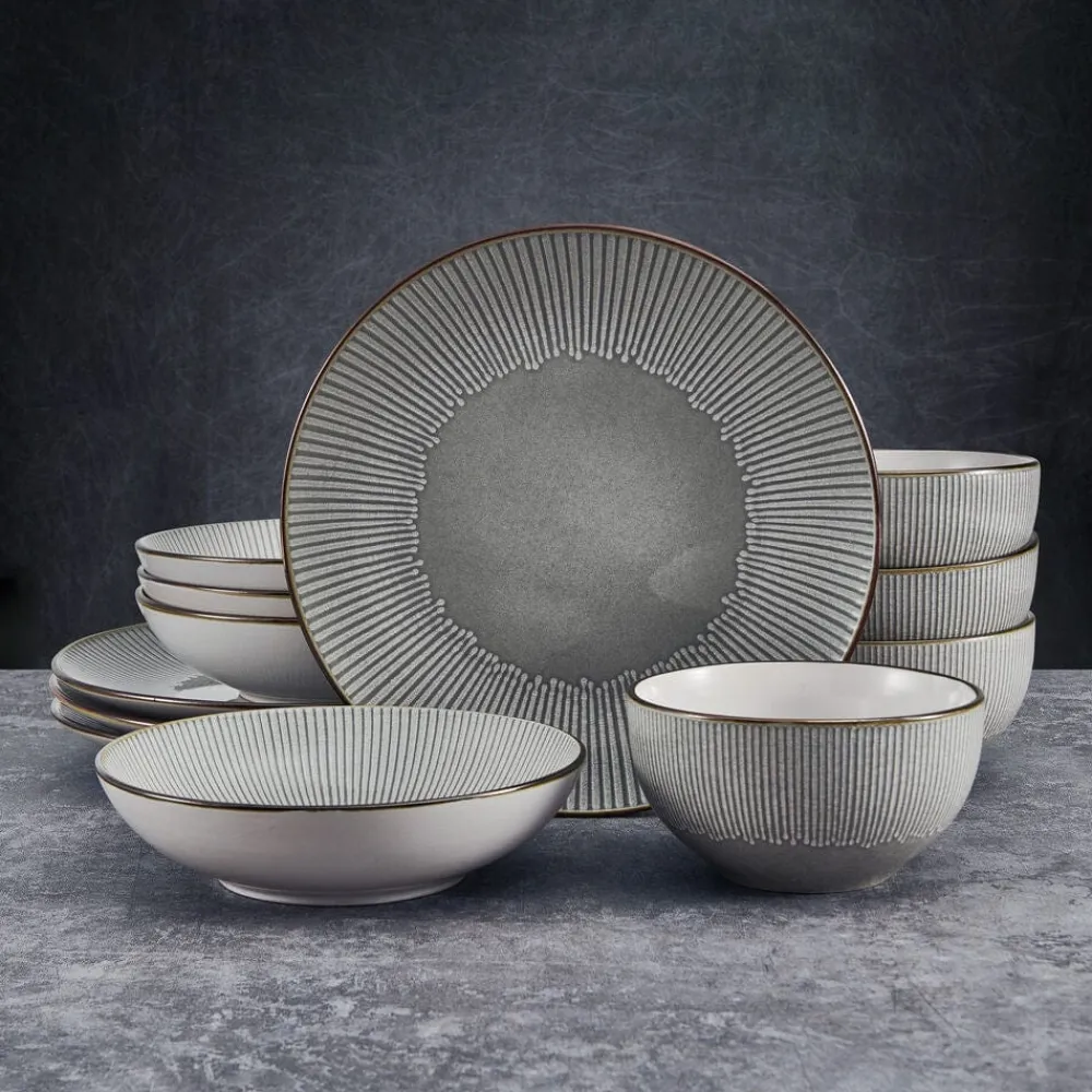 Pfaltzgraff® Arlie Gray 12 Piece Dinnerware Set, Service for 4- Dinnerware Service For 4