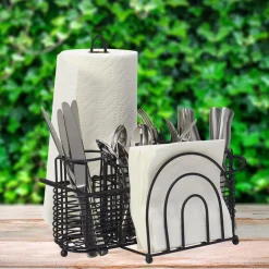 Gourmet Basics® Art Deco Hostess Buffet Storage Caddy- Flatware Caddies|Fruit And Storage Baskets