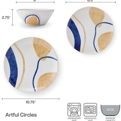 Pfaltzgraff® Artful Circles 12 Piece Set, Service for 4- Dinnerware Service For 4