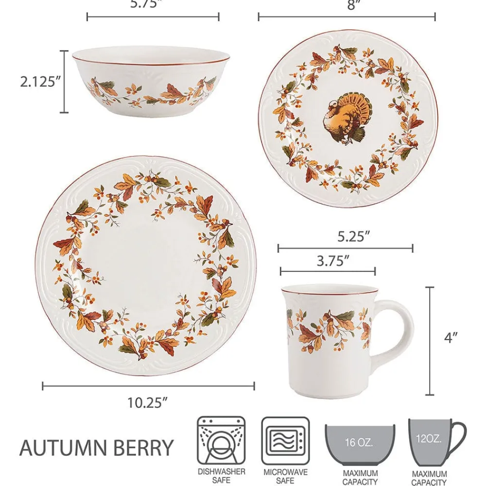 Pfaltzgraff® Autumn Berry Dinnerware Set- Dinnerware Service For 8|Dinnerware Service For 4