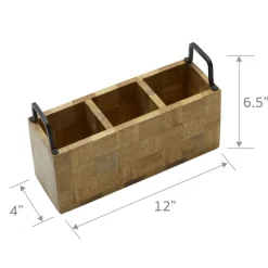Gourmet Basics® Avery Checkered Flatware Wood Caddy- Flatware Caddies