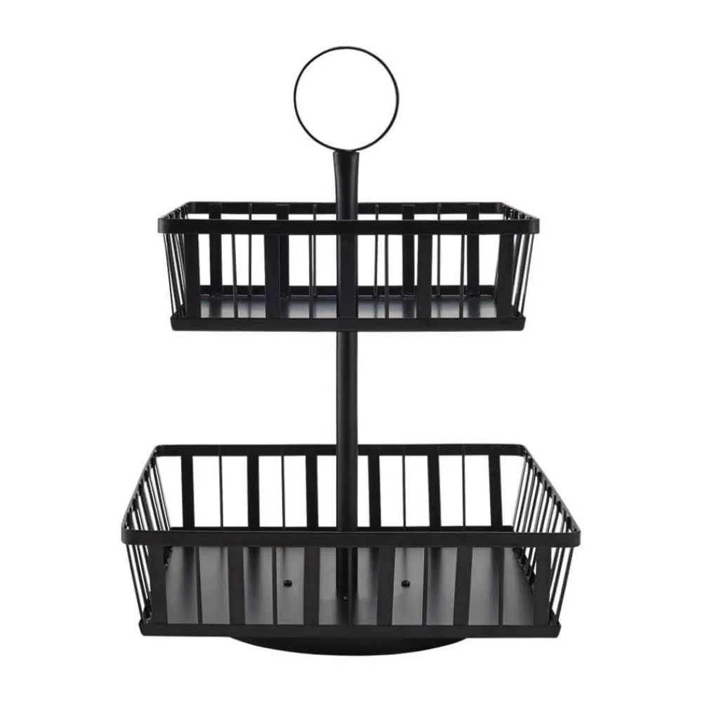 Gourmet Basics® Band And Stripe 2 Tier Rotating Fruit Storage Basket- Fruit And Storage Baskets