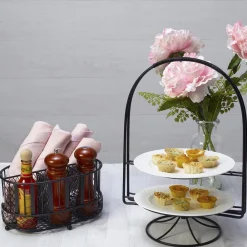 Gourmet Basics® Band and Stripe Swivel Hostess Buffet Storage Caddy- Flatware Caddies|Fruit And Storage Baskets