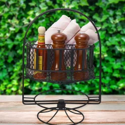 Gourmet Basics® Band and Stripe Swivel Hostess Buffet Storage Caddy- Flatware Caddies|Fruit And Storage Baskets
