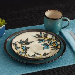 Gourmet Basics® Belmont Set of 4 Blue Round Dinner Plates- Dinner Plates