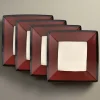 Gourmet Basics® Belmont Set of 4 Red Square Dinner Plates- Dinner Plates