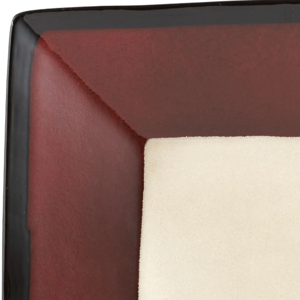 Gourmet Basics® Belmont Set of 4 Red Square Dinner Plates- Dinner Plates