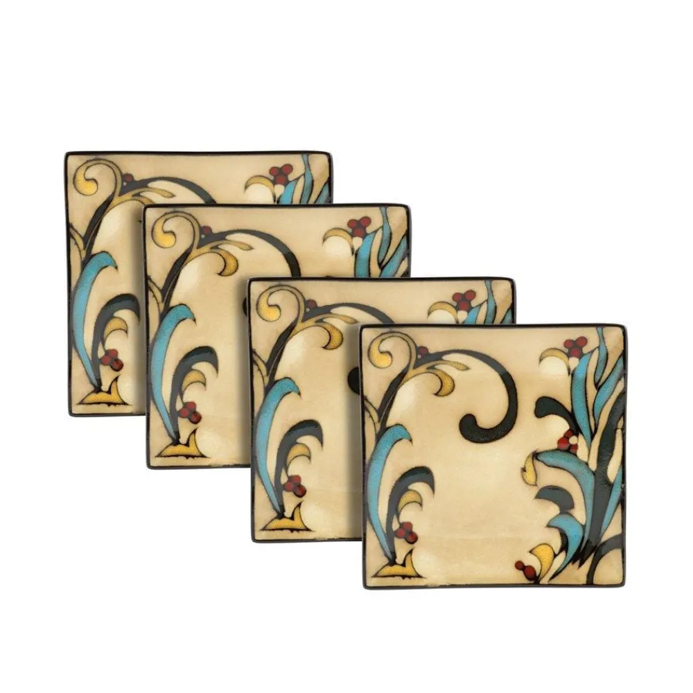 Gourmet Basics® Belmont Set of 4 Square Leaves Salad Plates- Salad Plates