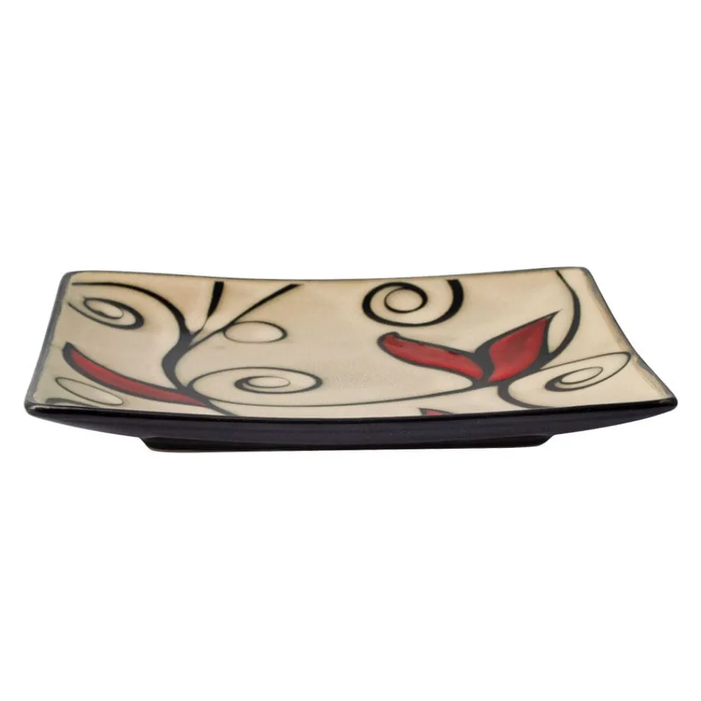 Gourmet Basics® Belmont Set of 4 Square Red Vine Salad Plates- Salad Plates