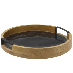 Gourmet Basics® Black Marble Lazy Susan Serve Tray- Lazy Susans