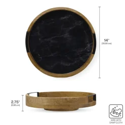 Gourmet Basics® Black Marble Lazy Susan Serve Tray- Lazy Susans
