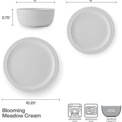 Pfaltzgraff® Blooming Meadow Cream 12 Piece Dinnerware Set, Service for 4- Dinnerware Service For 4
