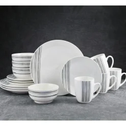 Studio Nova Brushed Lines 16 Piece Dinnerware Set, Service for 4- Dinnerware Service For 4