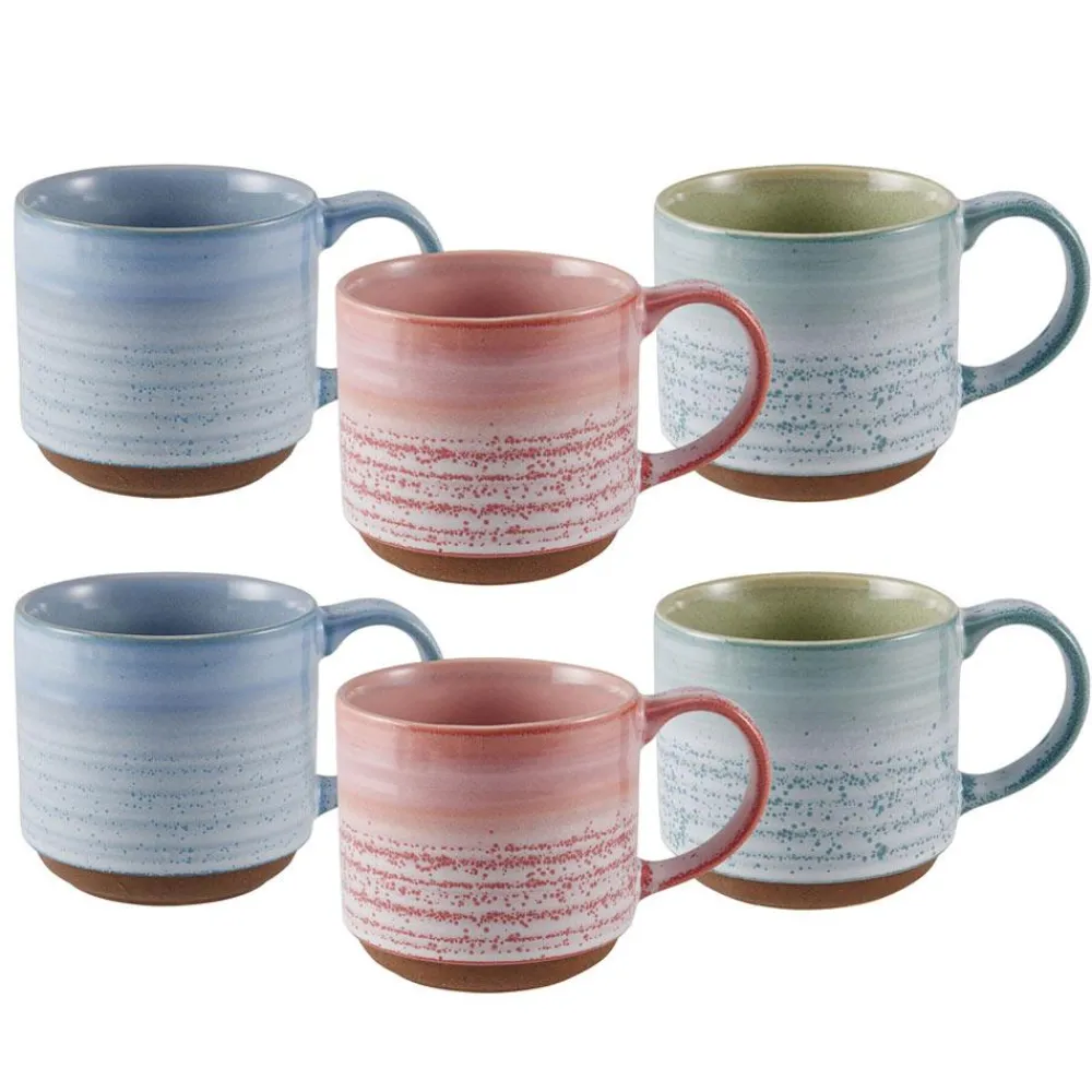 Pfaltzgraff® Brushed Set of 6 Reactive Mugs, Assorted- Coffee Mugs