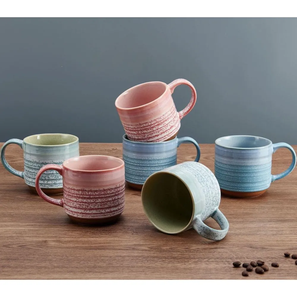 Pfaltzgraff® Brushed Set of 6 Reactive Mugs, Assorted- Coffee Mugs