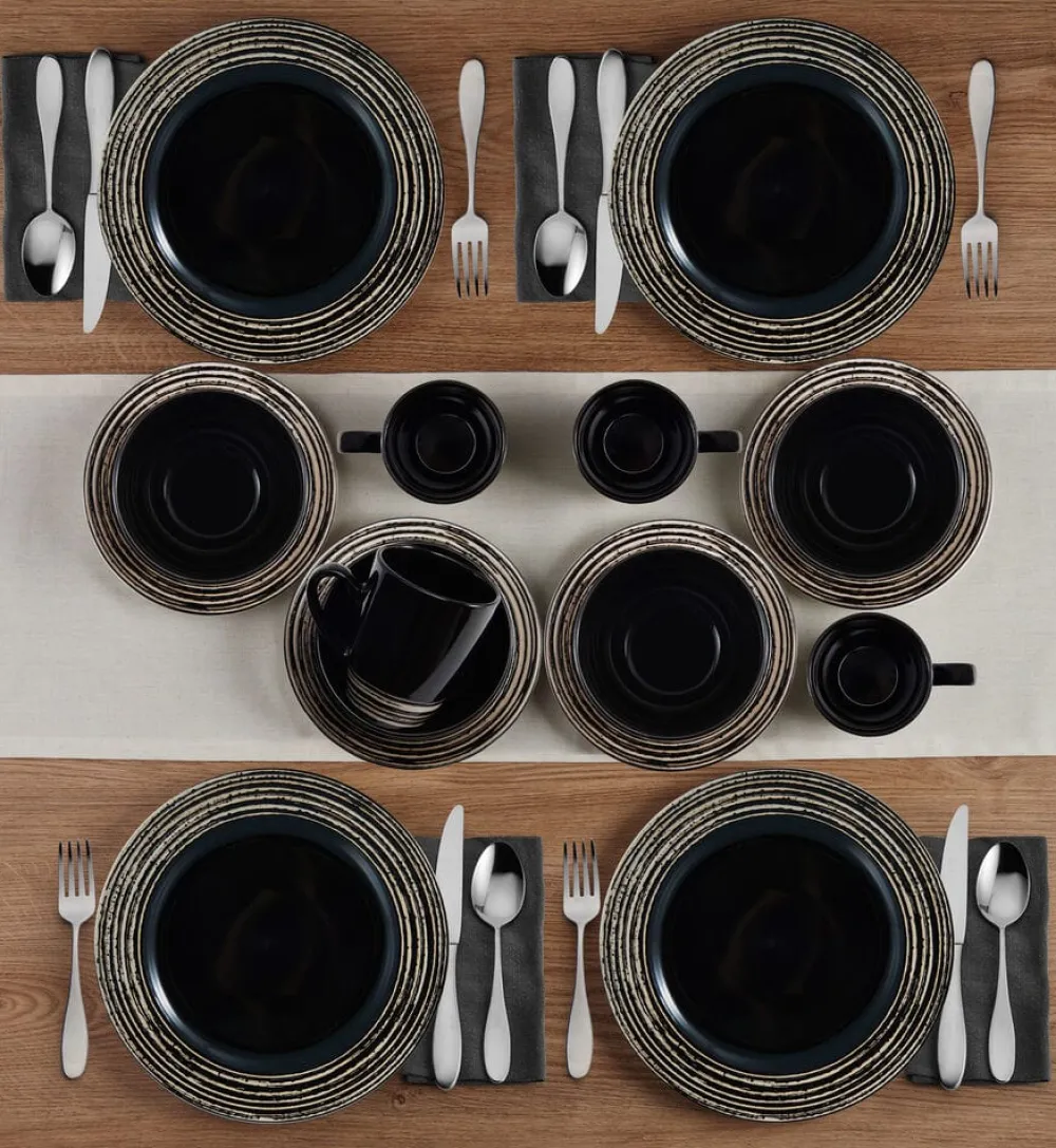 Pfaltzgraff® Bryson Black 16 Piece Dinnerware Set, Service for 4- Dinnerware Service For 4