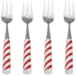 International® Silver Candy Cane Set of 4 Appetizer Forks- Openstock|Sets