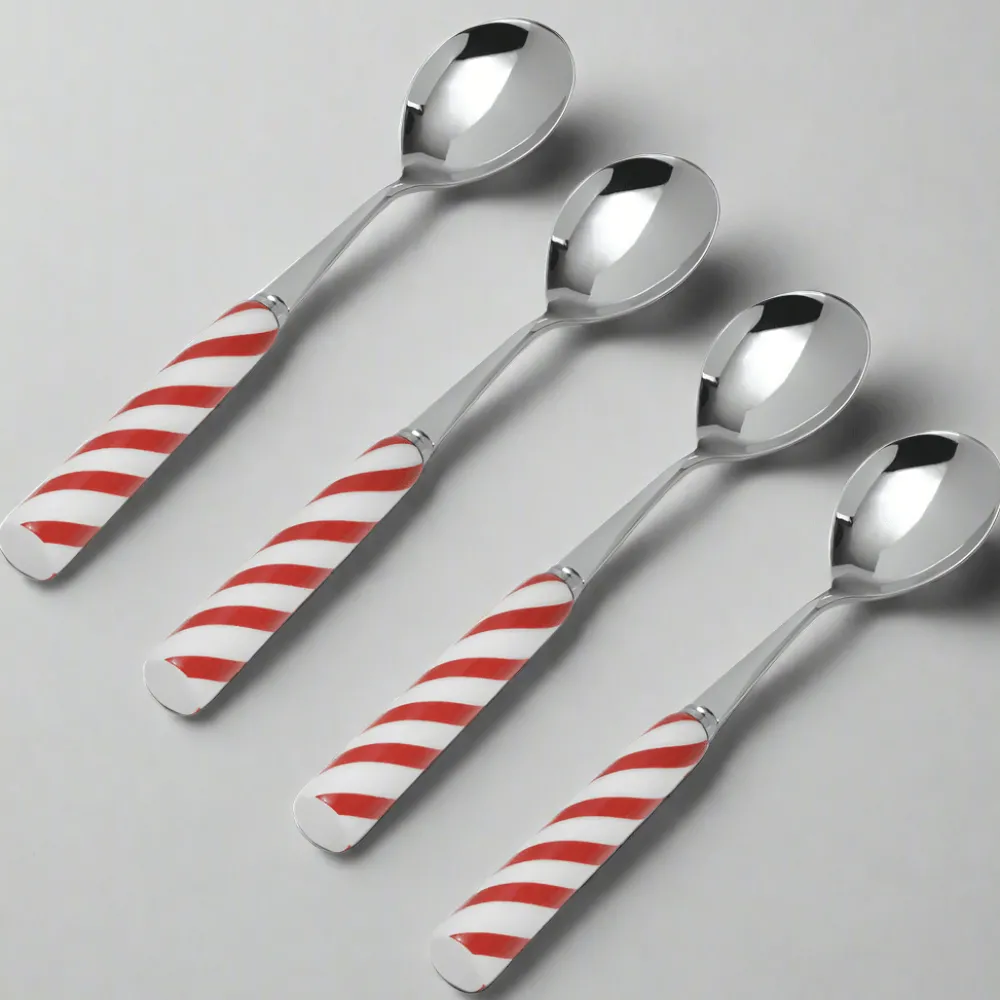 International® Silver Candy Cane Set of 4 Mini Coffee Spoons- Openstock|Sets