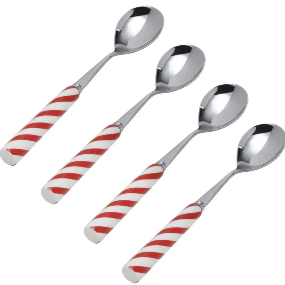 International® Silver Candy Cane Set of 4 Mini Coffee Spoons- Openstock|Sets