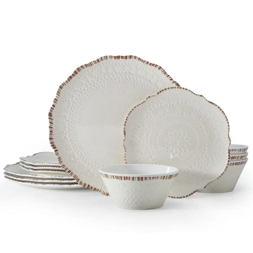 Pfaltzgraff® Chateau Cream 12 Piece Outdoor Melamine Dinnerware Set, Service for 4- Dinnerware Service For 4