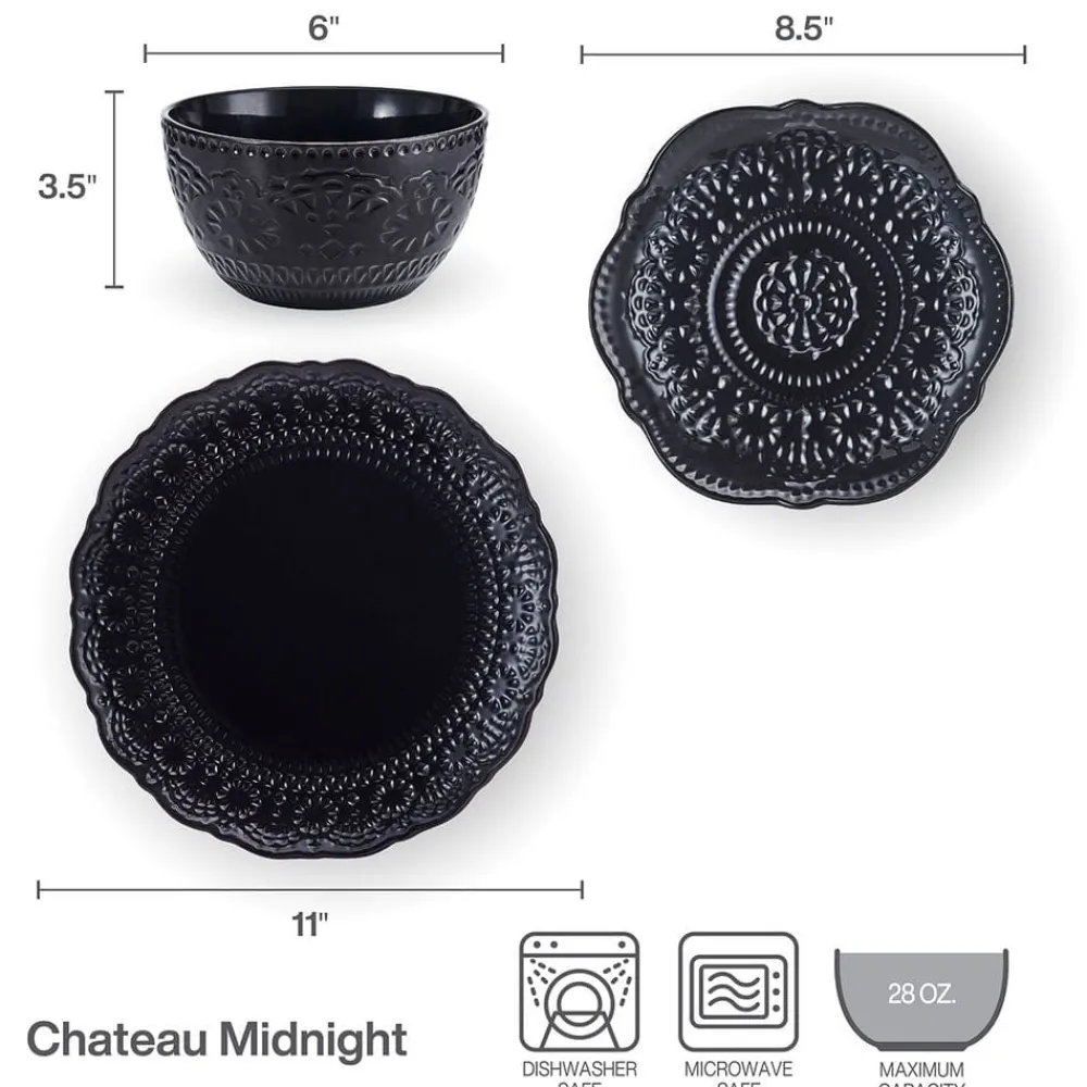 Pfaltzgraff® Chateau Midnight 12 Piece Dinnerware Set, Service for 4- Dinnerware Service For 4