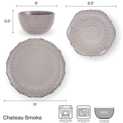 Pfaltzgraff® Chateau Smoke 12 Piece Dinnerware Set, Service for 4- Dinnerware Service For 4