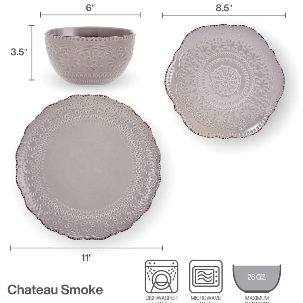 Pfaltzgraff® Chateau Smoke 12 Piece Dinnerware Set, Service for 4- Dinnerware Service For 4