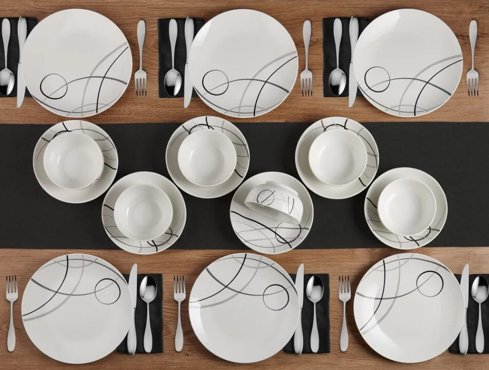Studio Nova Circles 18 Piece Dinnerware Set, Service for 6- Dinnerware Service For 6