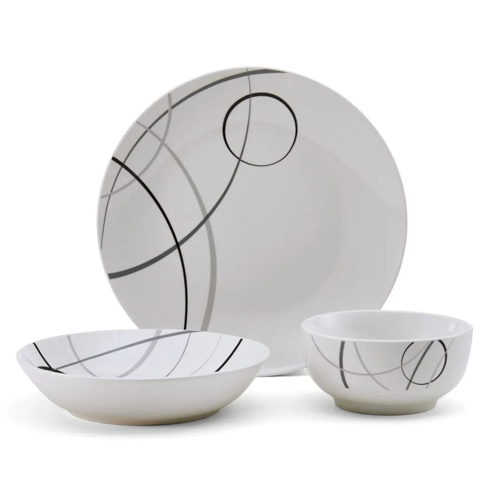 Studio Nova Circles 18 Piece Dinnerware Set, Service for 6- Dinnerware Service For 6