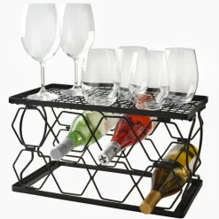Gourmet Basics® Collapsible Stackable 8 Bottle Wine Rack- Fruit And Storage Baskets