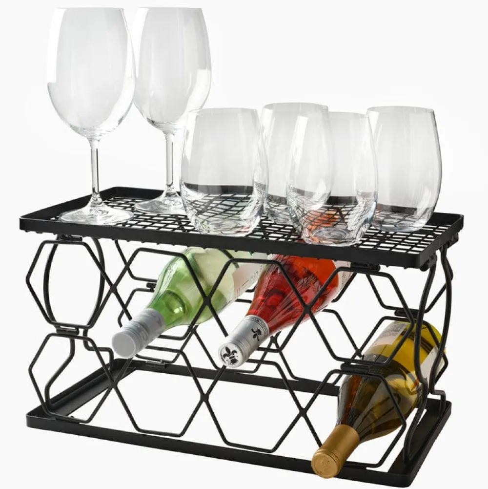 Gourmet Basics® Collapsible Stackable 8 Bottle Wine Rack- Fruit And Storage Baskets
