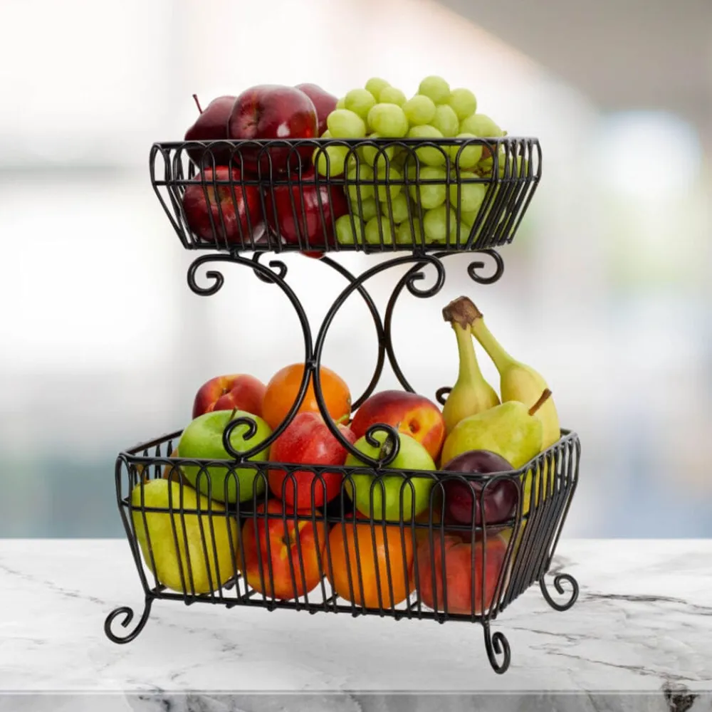 Gourmet Basics® Countryside 2 Tier Fruit Storage Basket- Fruit And Storage Baskets