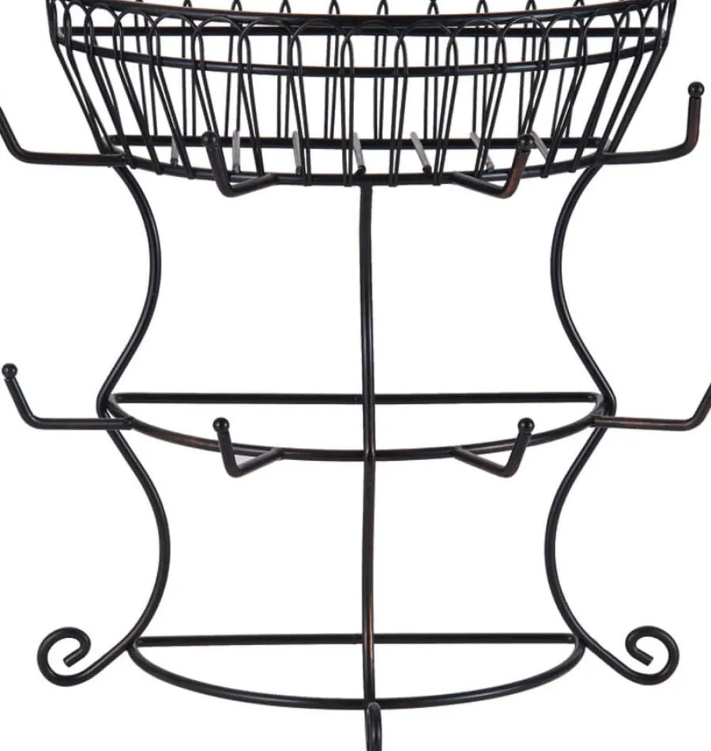 Gourmet Basics® Countryside Mug Tree with Basket- Fruit And Storage Baskets