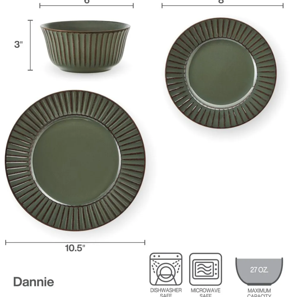 Pfaltzgraff® Dannie Green 12 Piece Dinnerware Set, Service for 4- Dinnerware Service For 4