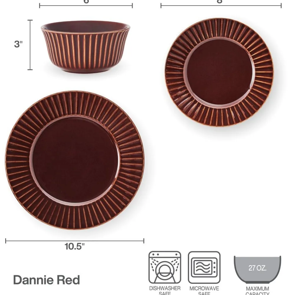 Pfaltzgraff® Dannie Red 12 Piece Dinnerware Set, Service for 4- Dinnerware Service For 4