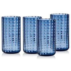Darbie Angell Dappled Clouds Cobalt Set of 4 Highball Glasses- Drinking Glasses