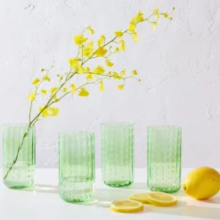 Darbie Angell Dappled Clouds Seafoam Set of 4 Highball Glasses- Drinking Glasses