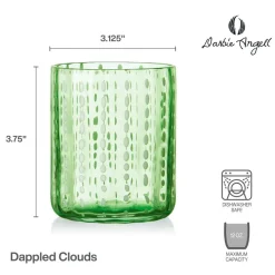 Darbie Angell Dappled Clouds Seafoam Set of 4 Double Old Fashioned Glasses- Drinking Glasses