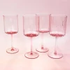 Darbie Angell Set of 4 Prismatic Blush Wine Glasses- Drinking Glasses