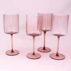 Darbie Angell Set of 4 Prismatic Lilac Wine Glasses- Drinking Glasses