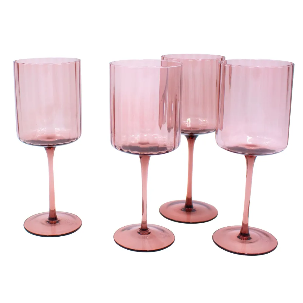 Darbie Angell Set of 4 Prismatic Lilac Wine Glasses- Drinking Glasses