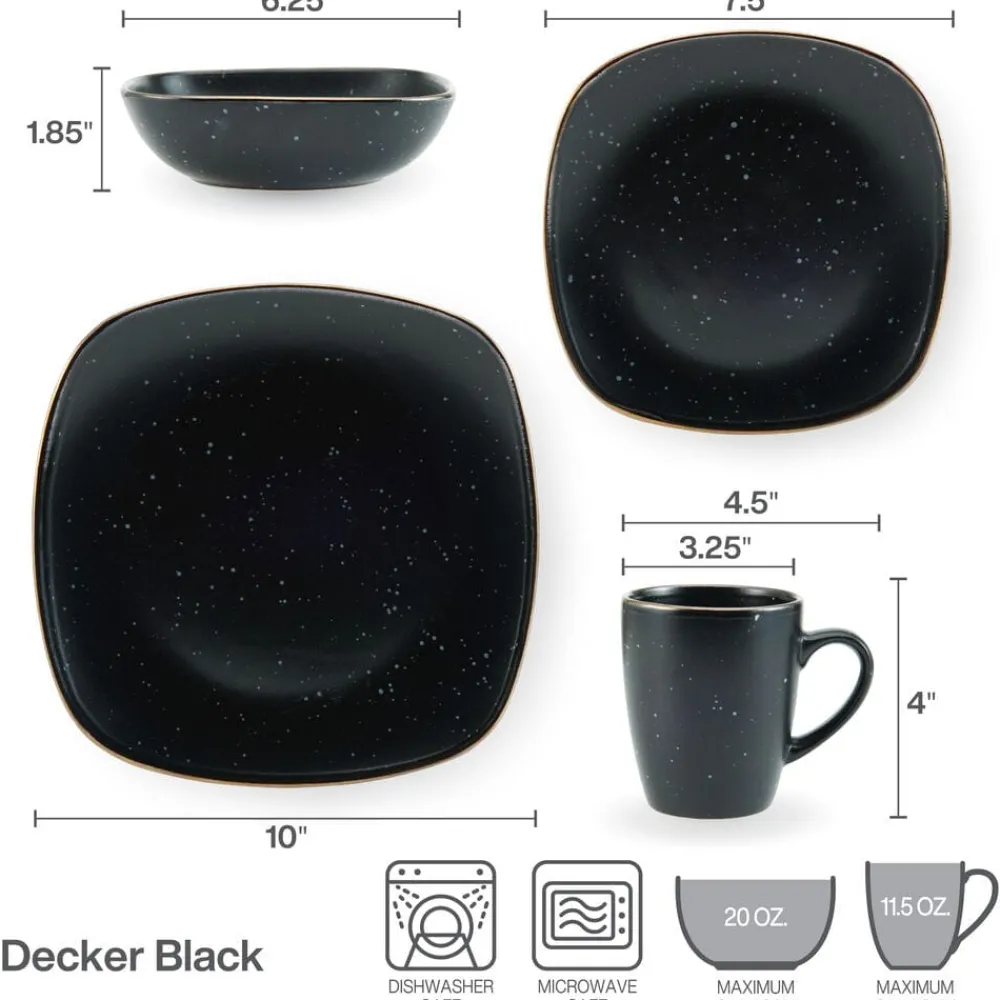 Pfaltzgraff® Decker Black 16 Piece Dinnerware Set, Service for 4- Dinnerware Service For 4