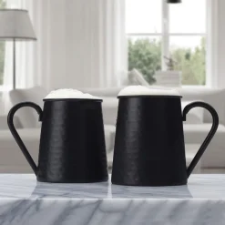 Drew and Jonathan Hammered Black Set of 2 Beer Mugs- Coffee Mugs